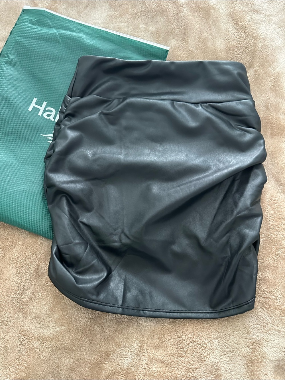 HALARA Black Faux Leather Mini Skirt NWT